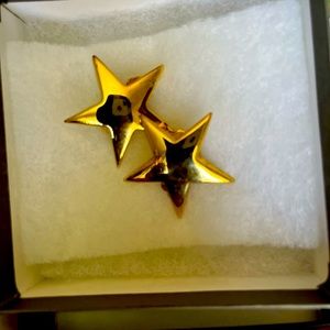 Bullocks Back-in-the-Day! 1 Pair. Clip-ons. Gold Star earrings!  So heavy.